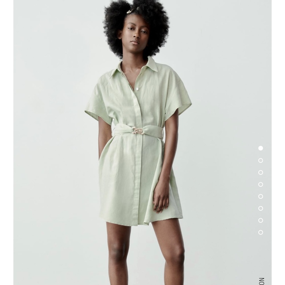 Zara linen belted mini dress